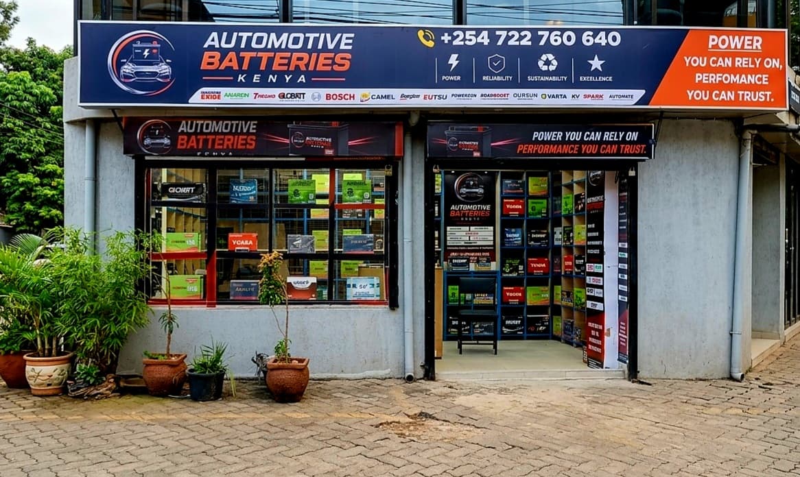Automotive Batteries Kenya physical shop storefront on Agoi Road, Pangani Shopping Center
